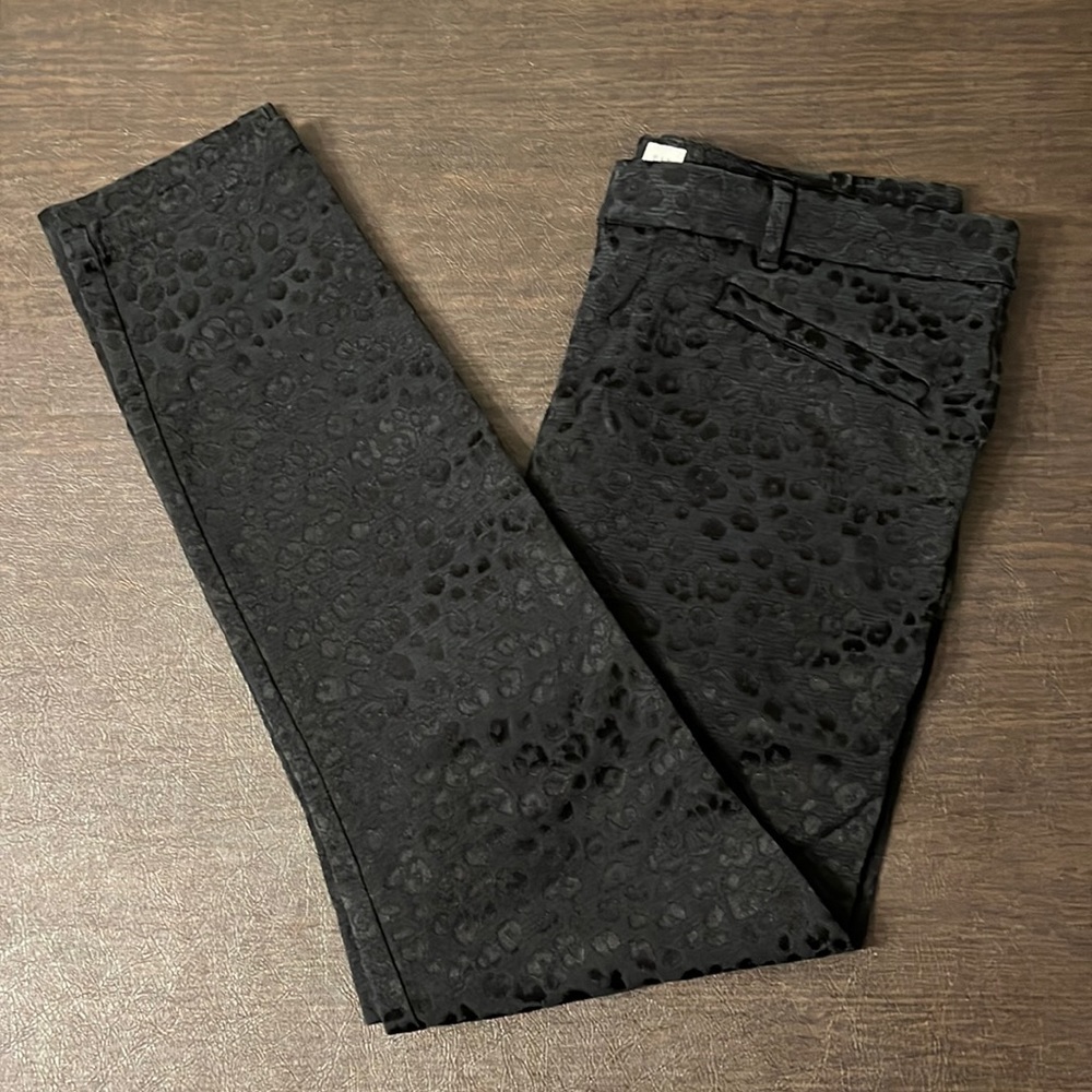GAP Skinny Ankle Pants Tall 12T | Black Tonal Leopard Print | Workwear